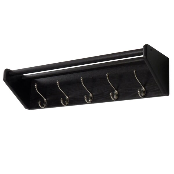 Wooden Mallet 5 Hook ShelfNickel Hooks Black 32HCRNBK - main